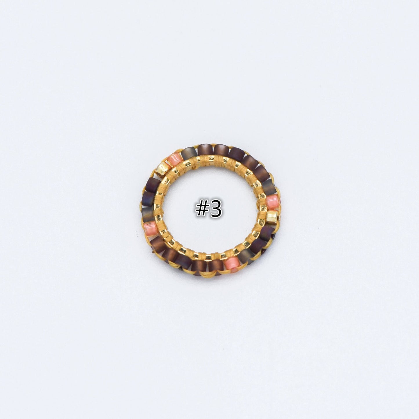 4pcs Seed Beads Round Circle Charm Connectors 16mm, Japan Miyuki Seed Glass Beaded Geometric Ring Pendants (RM-42)