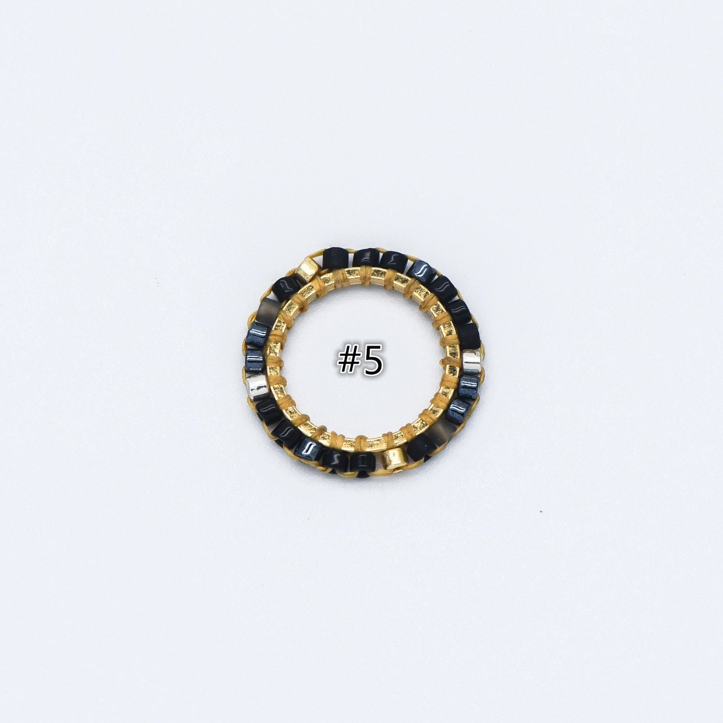4pcs Seed Beads Round Circle Charm Connectors 16mm, Japan Miyuki Seed Glass Beaded Geometric Ring Pendants (RM-42)