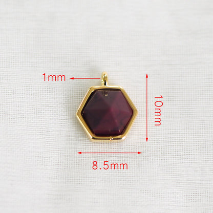 4pcs Hexagon Gemstone Pyramid Spikes Charms, Geometric Stone Pendants 10mm (GB-567)