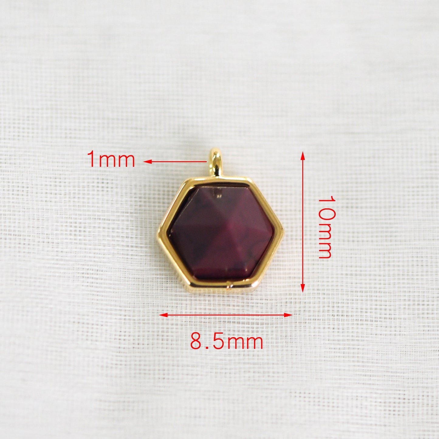 4pcs Hexagon Gemstone Pyramid Spikes Charms, Geometric Stone Pendants 10mm (GB-567)