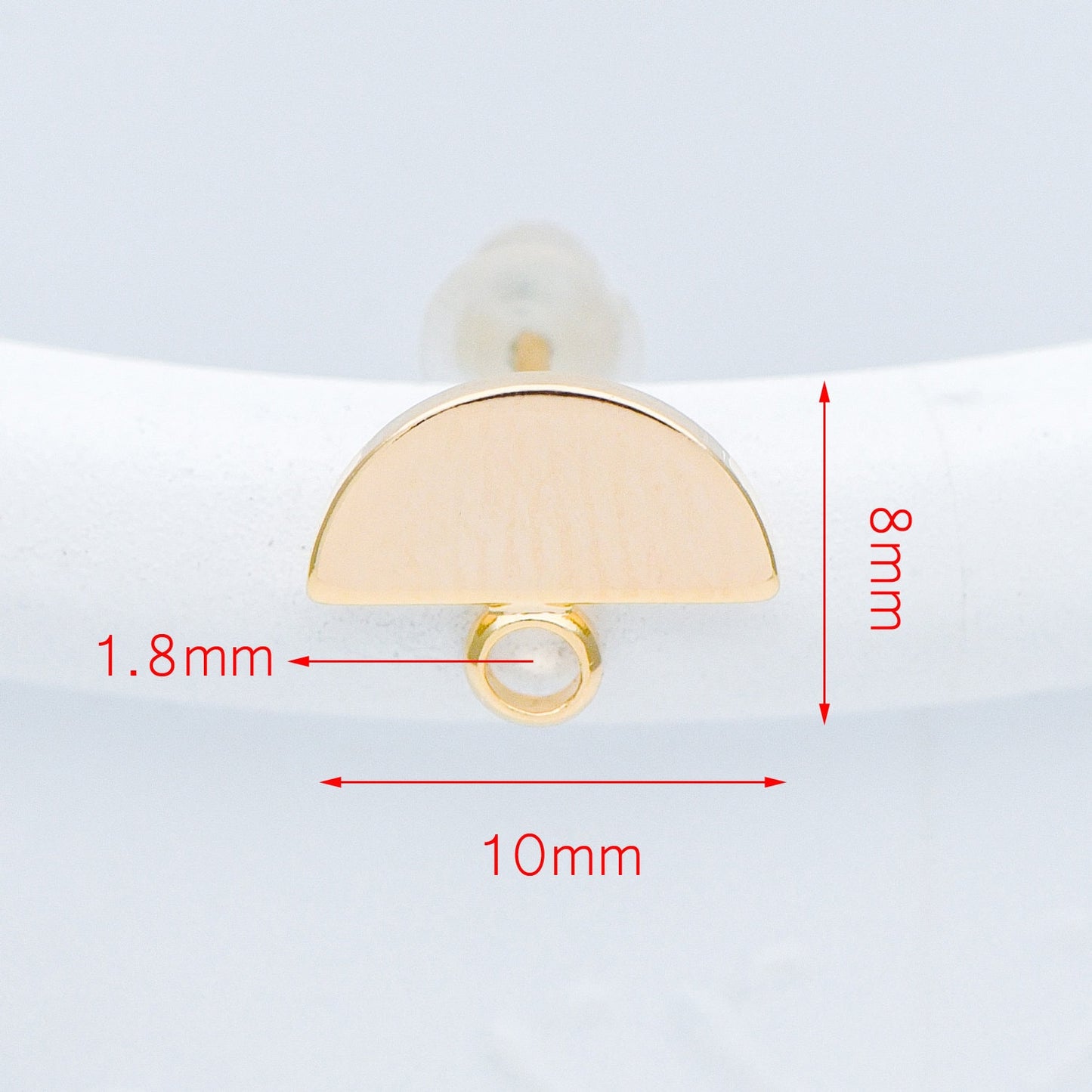 10pcs Gold Semi-circle Ear Posts 10x8mm, Geometric Stud Earrings, Half Moon Earring Components (GB-577)