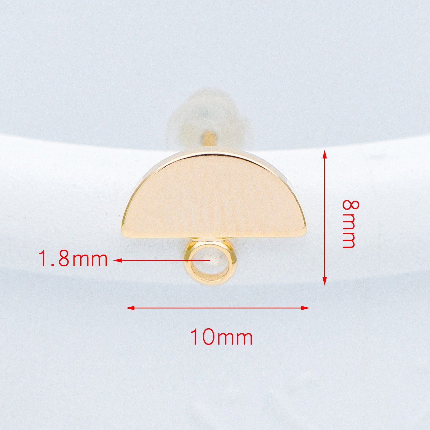 10pcs Gold Semi-circle Ear Posts 10x8mm, Geometric Stud Earrings, Half Moon Earring Components (GB-577)
