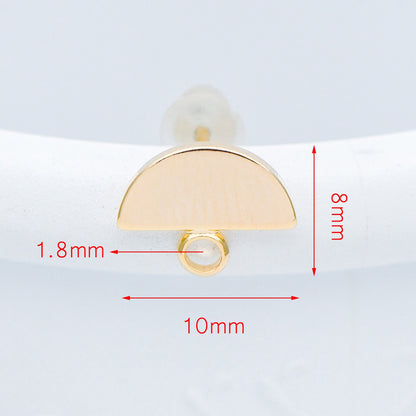 10pcs Gold Semi-circle Ear Posts 10x8mm, Geometric Stud Earrings, Half Moon Earring Components (GB-577)