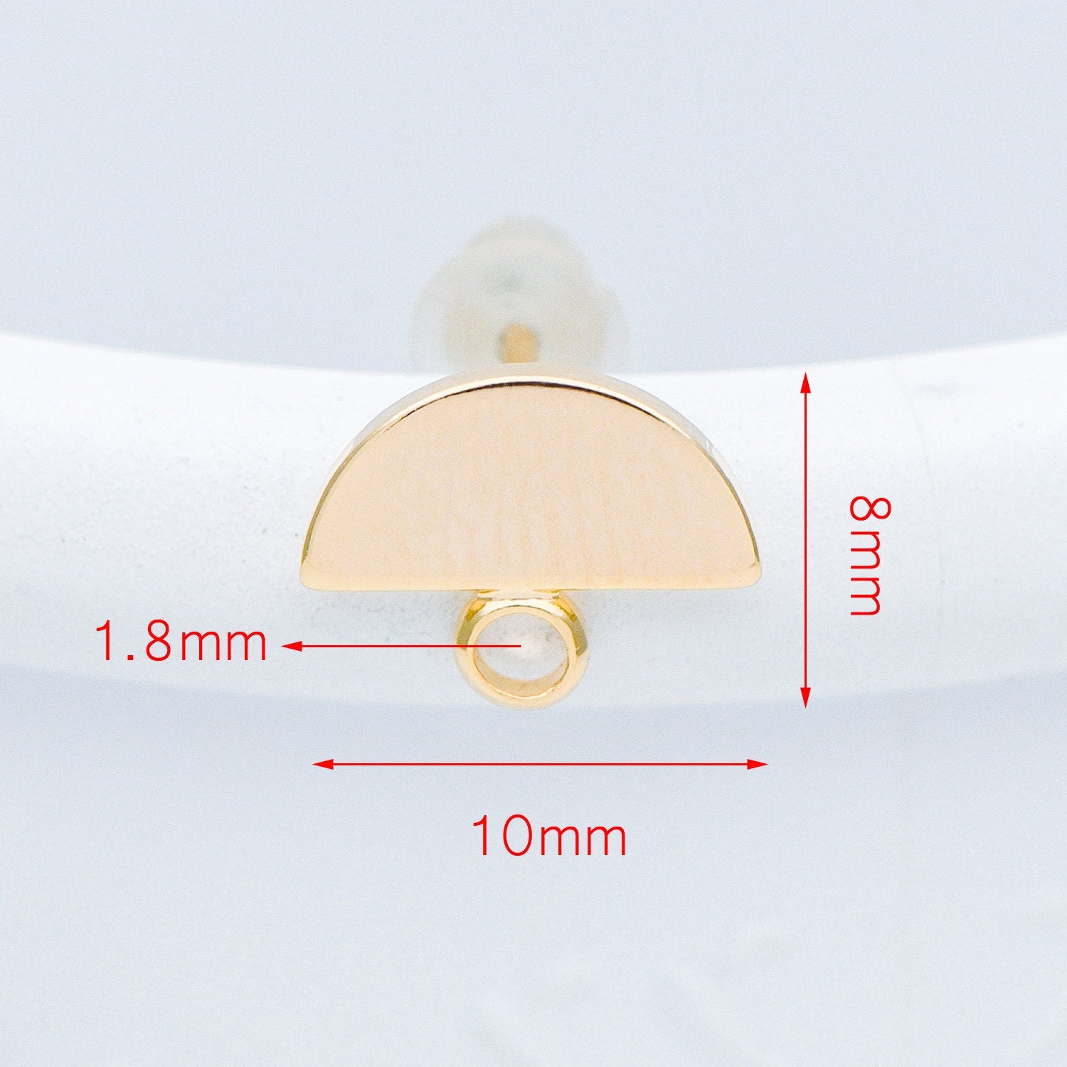 10pcs Gold Semi-circle Ear Posts 10x8mm, Geometric Stud Earrings, Half Moon Earring Components (GB-577)