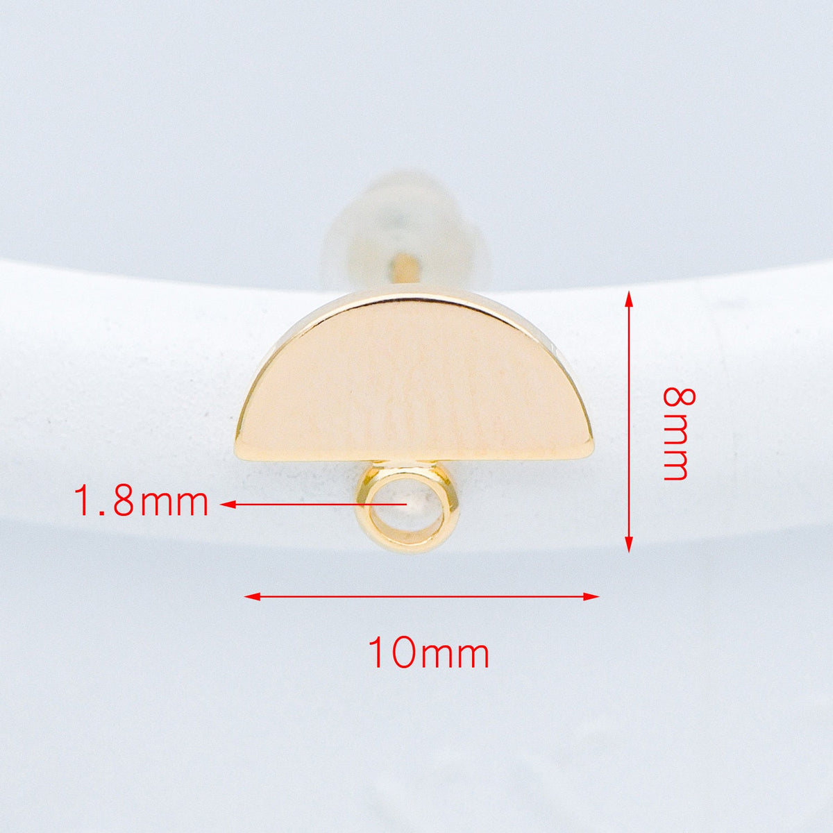 10pcs Gold Semi-circle Ear Posts 10x8mm, Geometric Stud Earrings, Half Moon Earring Components (GB-624-A)