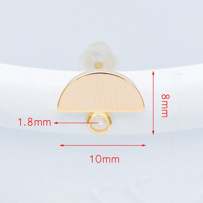 10pcs Gold Semi-circle Ear Posts 10x8mm, Geometric Stud Earrings, Half Moon Earring Components (GB-624-A)