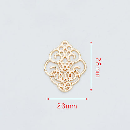 10pcs Gold Filigree Charm Connectors, Gold plated Brass Earring Charms, Necklace Pendants with Loops 28x23mm (GB-583)
