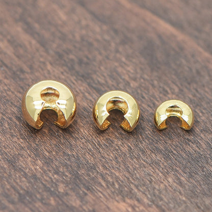 20pcs Gold/ Silver tone Crimp Beads Covers, 18K Gold/ Rhodium plated Brass, Conceal Crimp Ends 4/ 5/ 6mm (GB-637)