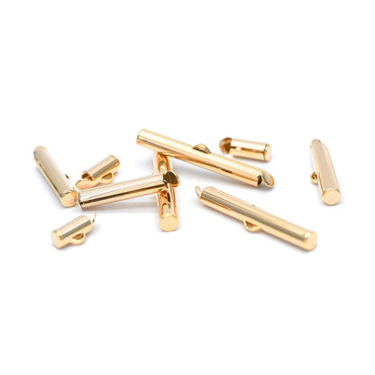 10pcs Slide On Tube Clasp, 18K Gold plated Brass, Multi Strands Clasp End for Beads/ Chains, Multi Size (GB-638)