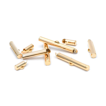 10pcs Slide On Tube Clasp, 18K Gold plated Brass, Multi Strands Clasp End for Beads/ Chains, Multi Size (GB-638)