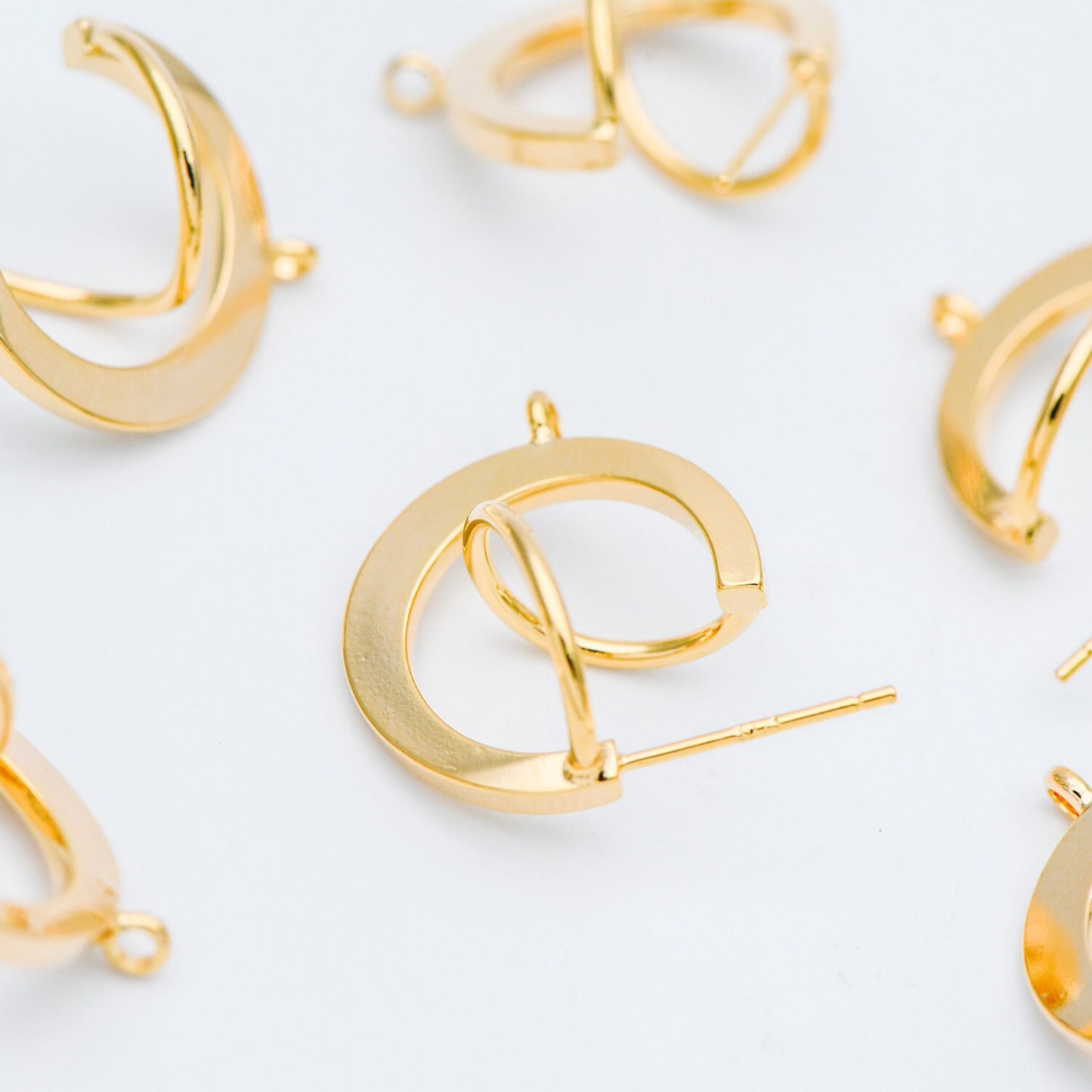 10pcs Gold/ Rhodium plated Brass Earring Posts, Geometric Circle Stud Earring, Circle Size 18mm (GB-596)