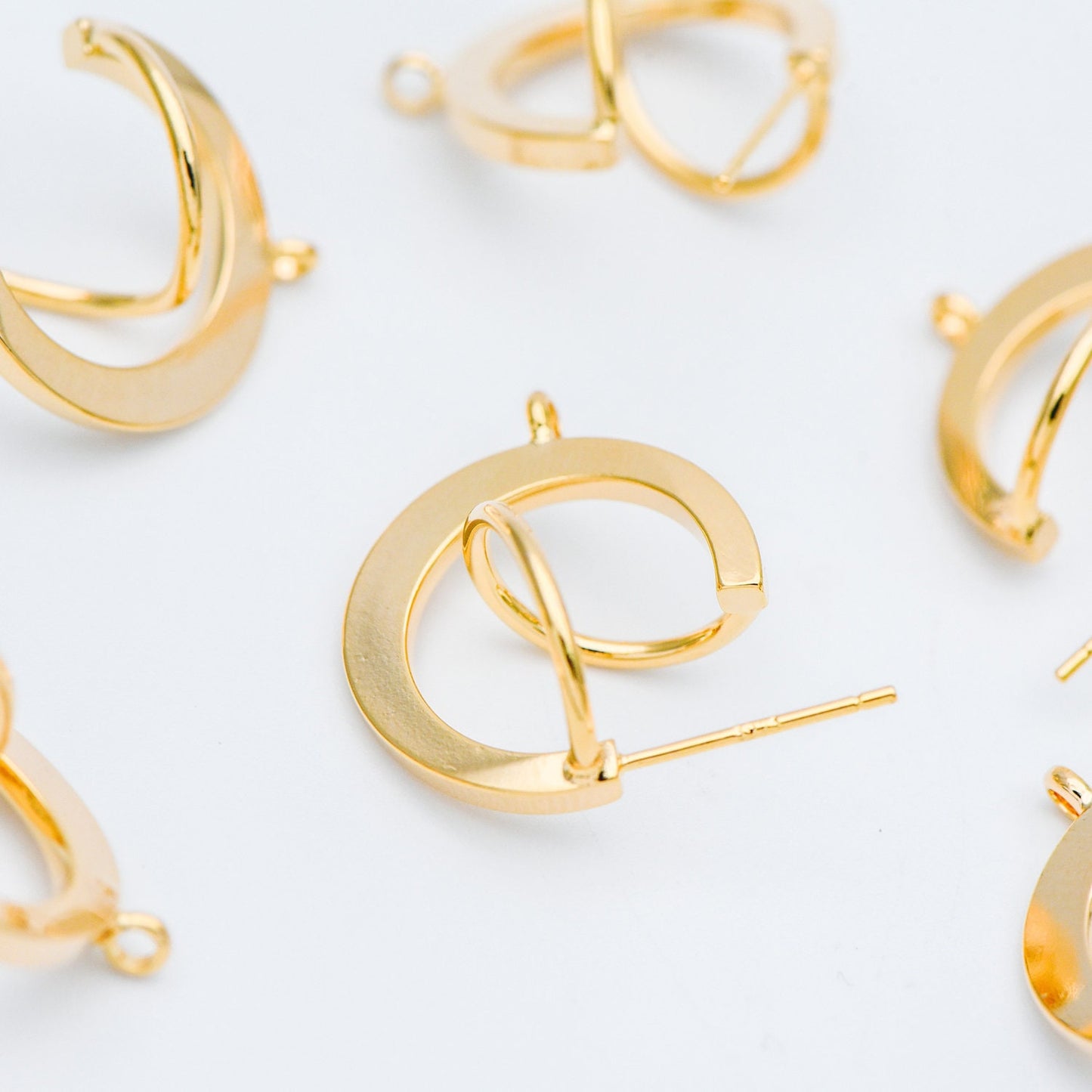 10pcs Gold/ Rhodium plated Brass Earring Posts, Geometric Circle Stud Earring, Circle Size 18mm (GB-596)