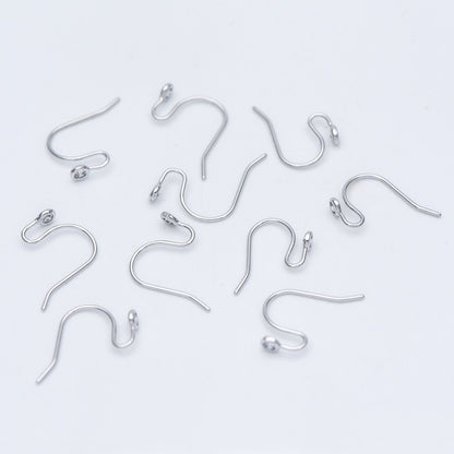 10pcs CZ Pave Gold/ Silver tone Earring Hooks, Real Gold/ Rhodium plated Brass, Simple Earwires with CZ End 15mm (GB-599)