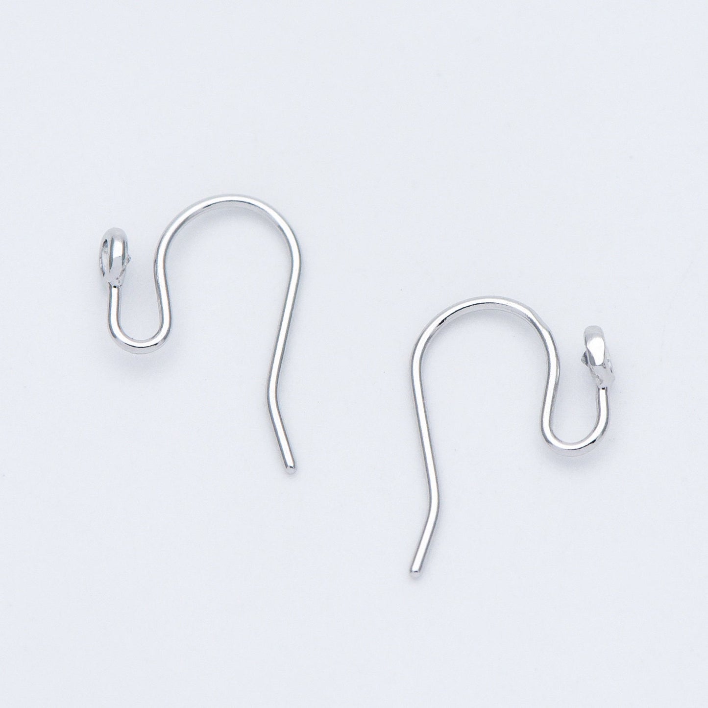 10pcs CZ Pave Gold/ Silver tone Earring Hooks, Real Gold/ Rhodium plated Brass, Simple Earwires with CZ End 15mm (GB-599)