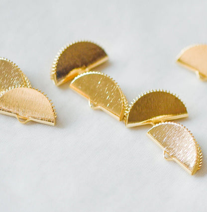 10pcs Brushed Gold Crimp Finding for making Fan Tassels 20x12mm, Gold plated Brass Crimp End Tips (GB-276)