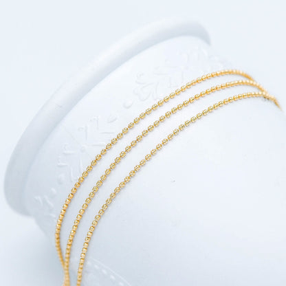 Gold/ Silver tone Ball Chains 1.5mm, Gold/ Rhodium plated Brass, DIY Necklace Chain Wholesale (#LK-229)/ 1 Meter=3.3 ft