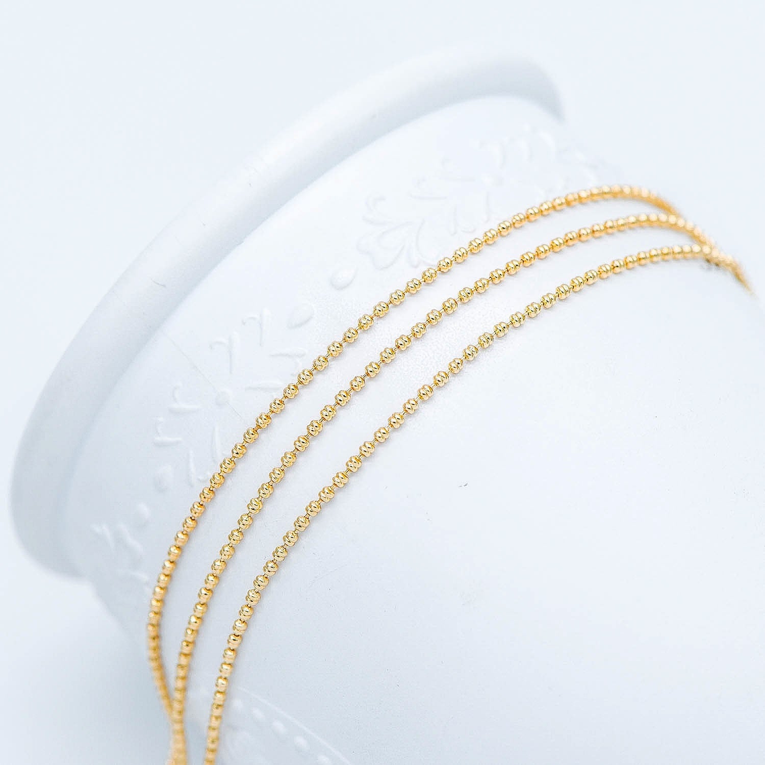 Gold/ Silver tone Ball Chains 1.5mm, Gold/ Rhodium plated Brass, DIY Necklace Chain Wholesale (#LK-229)/ 1 Meter=3.3 ft