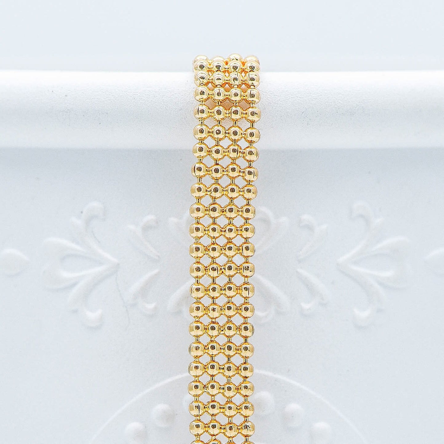 Gold/ Silver tone Multi Strand Ball Chains, Gold/ Rhodium plated Brass Beaded Chain Wholesale (#LK-233)/ 1 Meter=3.3 ft