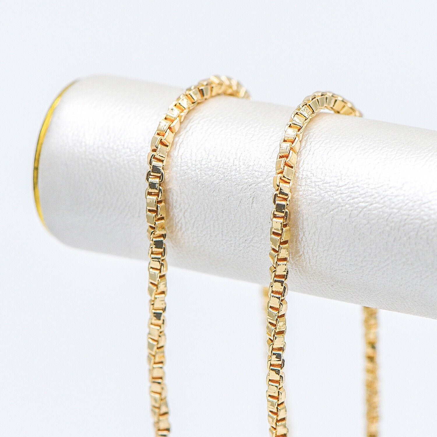 Gold/ Silver Tone Twisted Box Chains 1.8mm, Gold/ Rhodium plated Brass Box Chain Wholesale (#LK-234)/ 1 Meter=3.3 ft