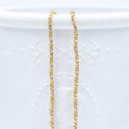 Gold/ Silver Tone Twisted Box Chains 1.8mm, Gold/ Rhodium plated Brass Box Chain Wholesale (#LK-234)/ 1 Meter=3.3 ft