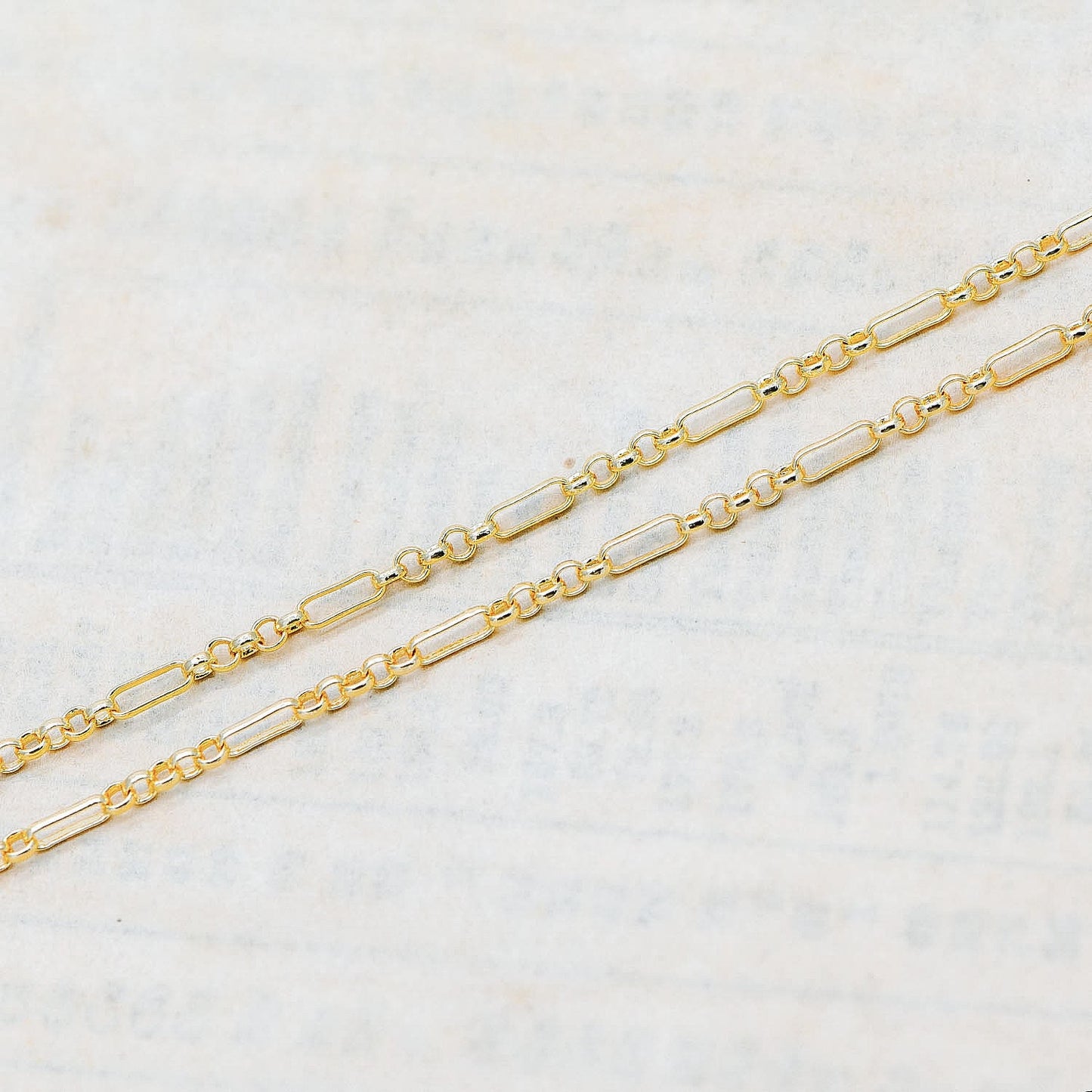 Gold plated Brass Figaro Chains 2.3mm, Long and Short Link Chains (#LK-235-1)/ 1 Meter=3.3 ft