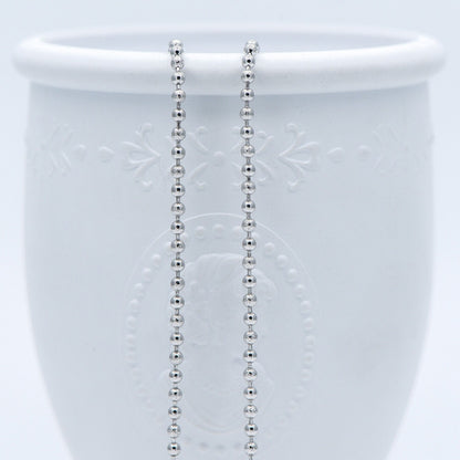 Silver tone Ball Chains 2.5mm, Matte/ Smooth Round Beaded Chain, Necklace Chain Wholesale (#LK-236-2)/ 1 Meter=3.3 ft