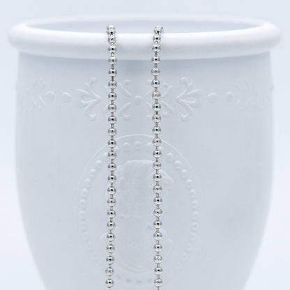 Silver tone Ball Chains 2.5mm, Matte/ Smooth Round Beaded Chain, Necklace Chain Wholesale (#LK-236-2)/ 1 Meter=3.3 ft