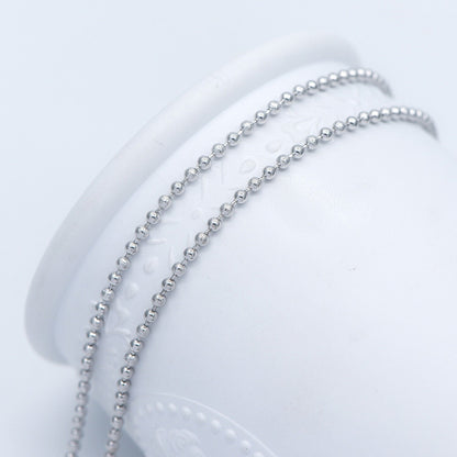 Silver tone Ball Chains 2.5mm, Matte/ Smooth Round Beaded Chain, Necklace Chain Wholesale (#LK-236-2)/ 1 Meter=3.3 ft