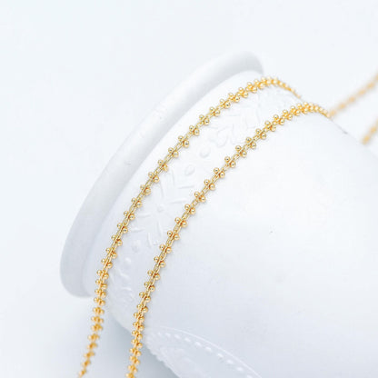 Gold/ Silver Tone Beaded Cable Chains 3.3mm, 18K Gold/ Rhodium plated Brass, Quality Specialty Chain Wholesale (#LK-237)/ 1 Meter=3.3 ft