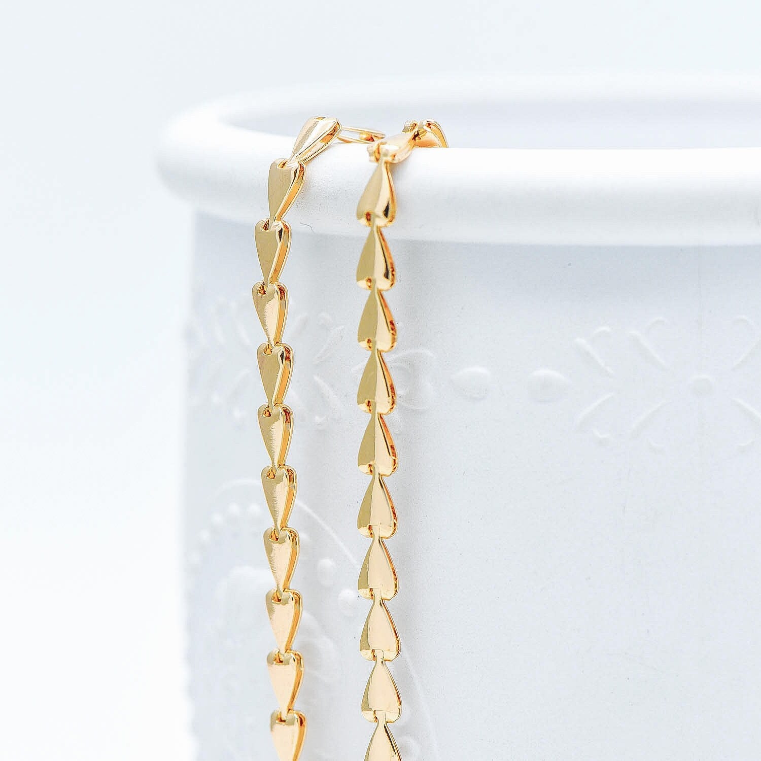 Gold/ Silver Tone Triangle Chain 3mm, Gold/ Rhodium plated Brass Arrow Chain, Quality Chain for DIY Jewelry (#LK-239)/ 1 Meter=3.3 ft