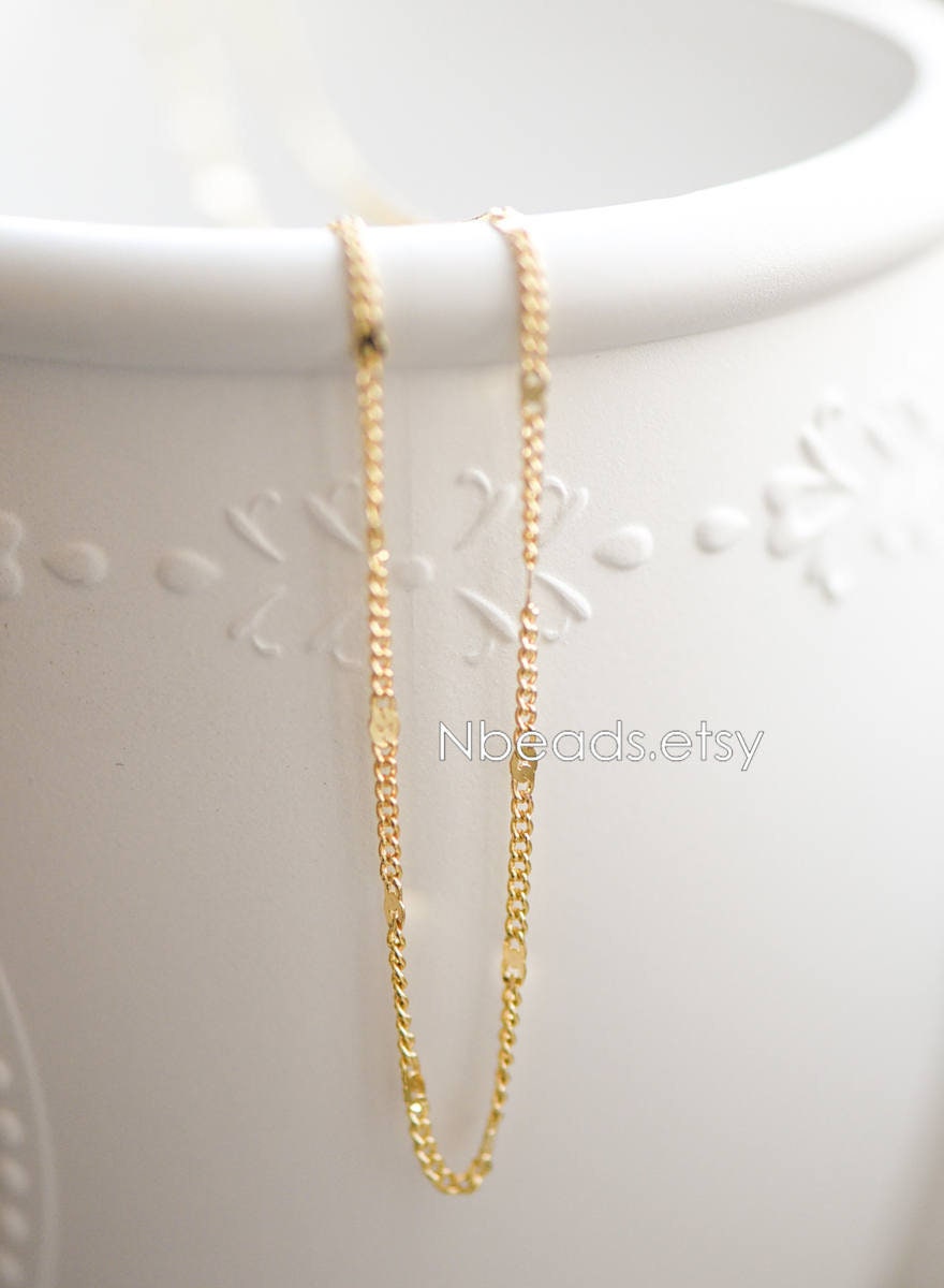 Dainty Gold/ Rhodium plated Brass Curb Chains, 1.3mm Delicate Thin Chains with 1.8mm Flat Links (#LK-128)/ 1 Meter=3.3 ft