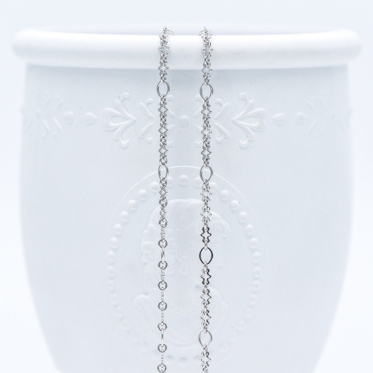 Rhodium plated Brass Link Chains 3mm (#LK-241-2)/ 1 Meter=3.3 ft