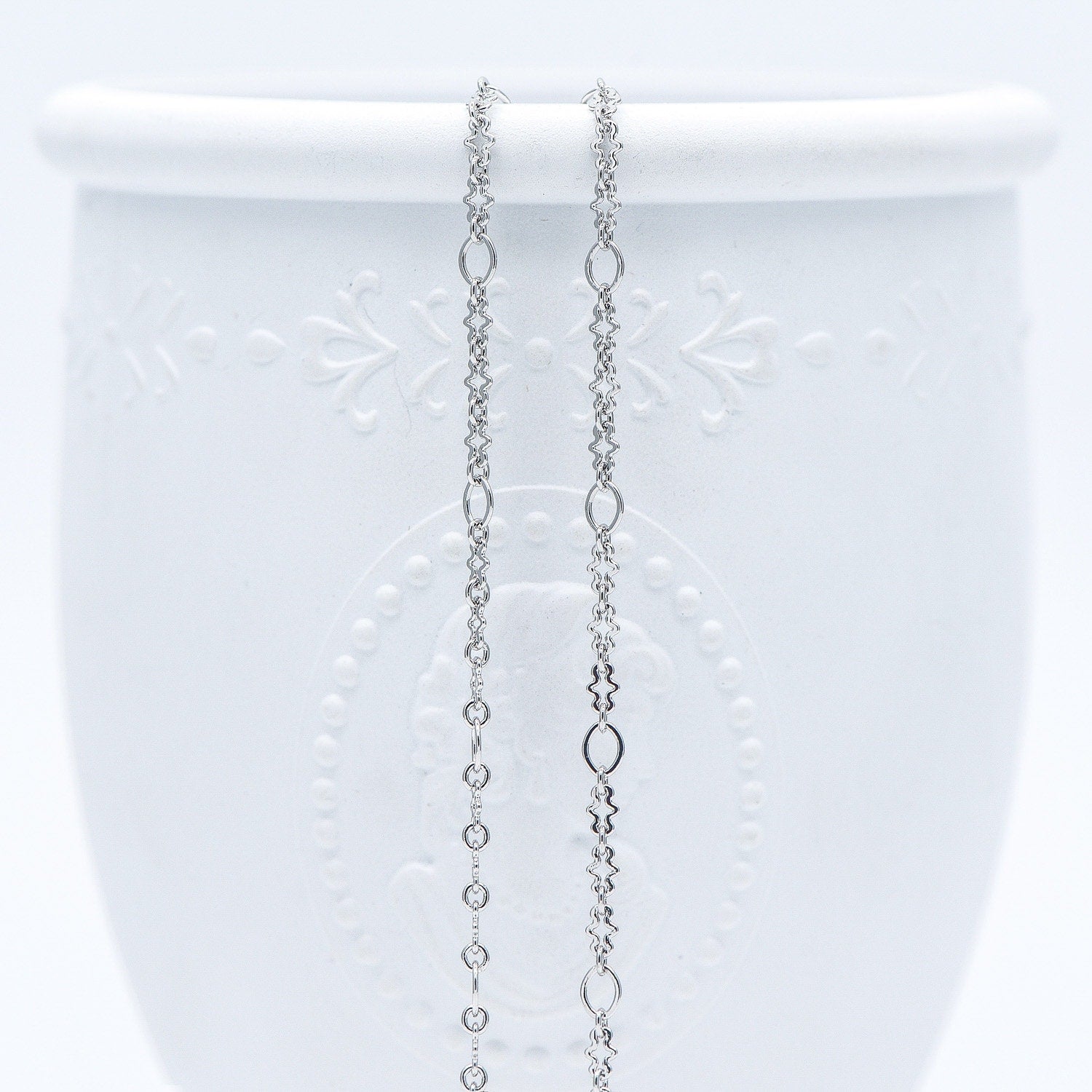 Rhodium plated Brass Link Chains 3mm (#LK-241-2)/ 1 Meter=3.3 ft