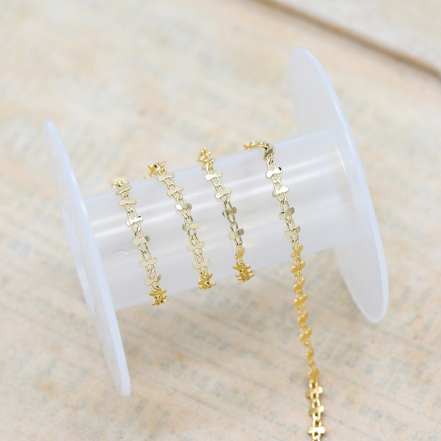 Gold plated Brass Link Chains 3.6mm, Floral Specialty Chains for DIY Necklace (#LK-242-1)/ 1 Meter=3.3 ft