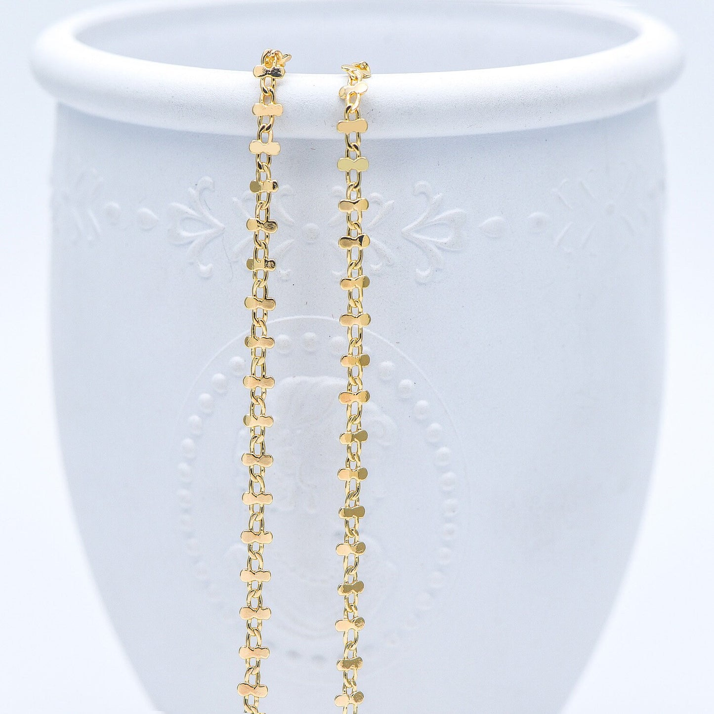 Gold plated Brass Link Chains 3.6mm, Floral Specialty Chains for DIY Necklace (#LK-242-1)/ 1 Meter=3.3 ft