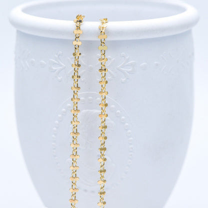 Gold plated Brass Link Chains 3.6mm, Floral Specialty Chains for DIY Necklace (#LK-242-1)/ 1 Meter=3.3 ft