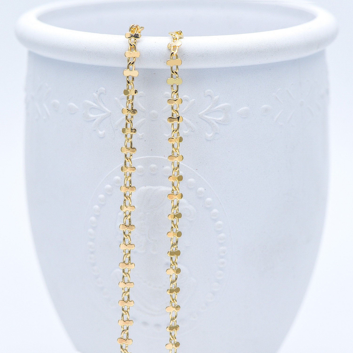 Gold plated Brass Link Chains 3.6mm, Floral Specialty Chains for DIY Necklace (#LK-242-1)/ 1 Meter=3.3 ft