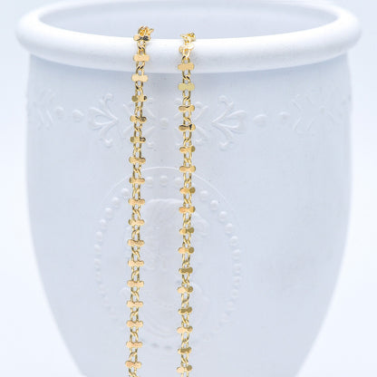 Gold plated Brass Link Chains 3.6mm, Floral Specialty Chains for DIY Necklace (#LK-242-1)/ 1 Meter=3.3 ft