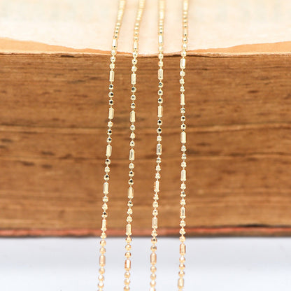 Gold/ Silver Ball Chains 1mm, DIY Necklace Chain Wholesale, 18K Gold/ Rhodium plated Brass Bar Chains (#LK-243)/ 1 Meter=3.3 ft