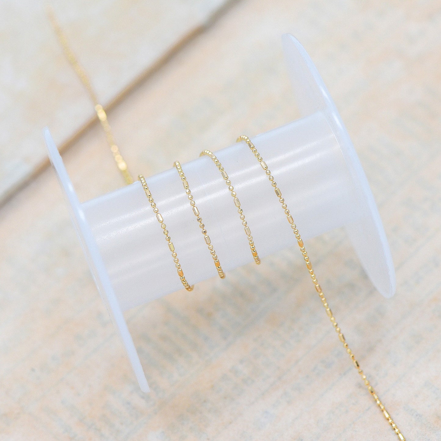 Gold/ Silver Ball Chains 1mm, DIY Necklace Chain Wholesale, 18K Gold/ Rhodium plated Brass Bar Chains (#LK-243)/ 1 Meter=3.3 ft