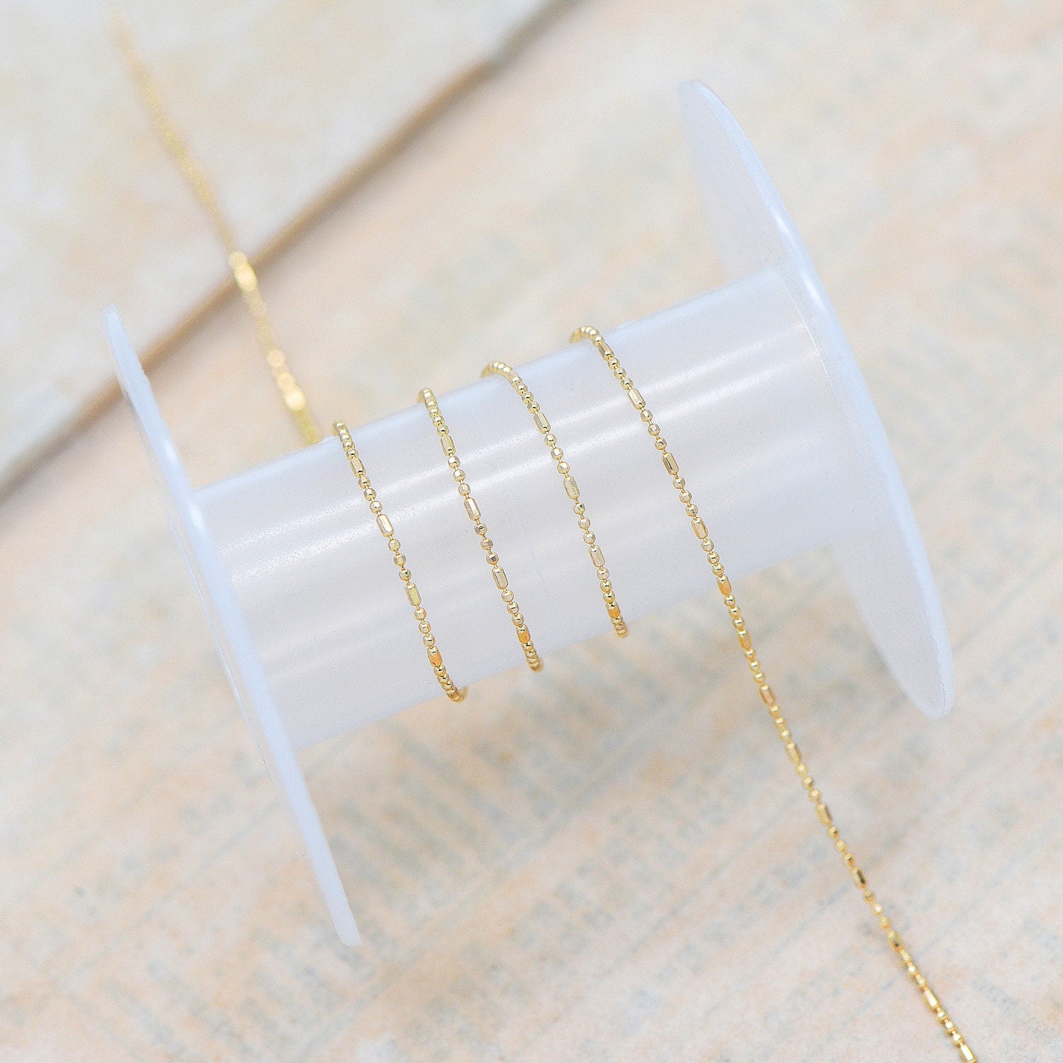 Gold/ Silver Ball Chains 1mm, DIY Necklace Chain Wholesale, 18K Gold/ Rhodium plated Brass Bar Chains (#LK-243)/ 1 Meter=3.3 ft