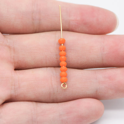 125pcs Crystal Glass Rondelle Faceted Tiny beads 2x3mm, Opaque Orange Red (#BZ03-32)