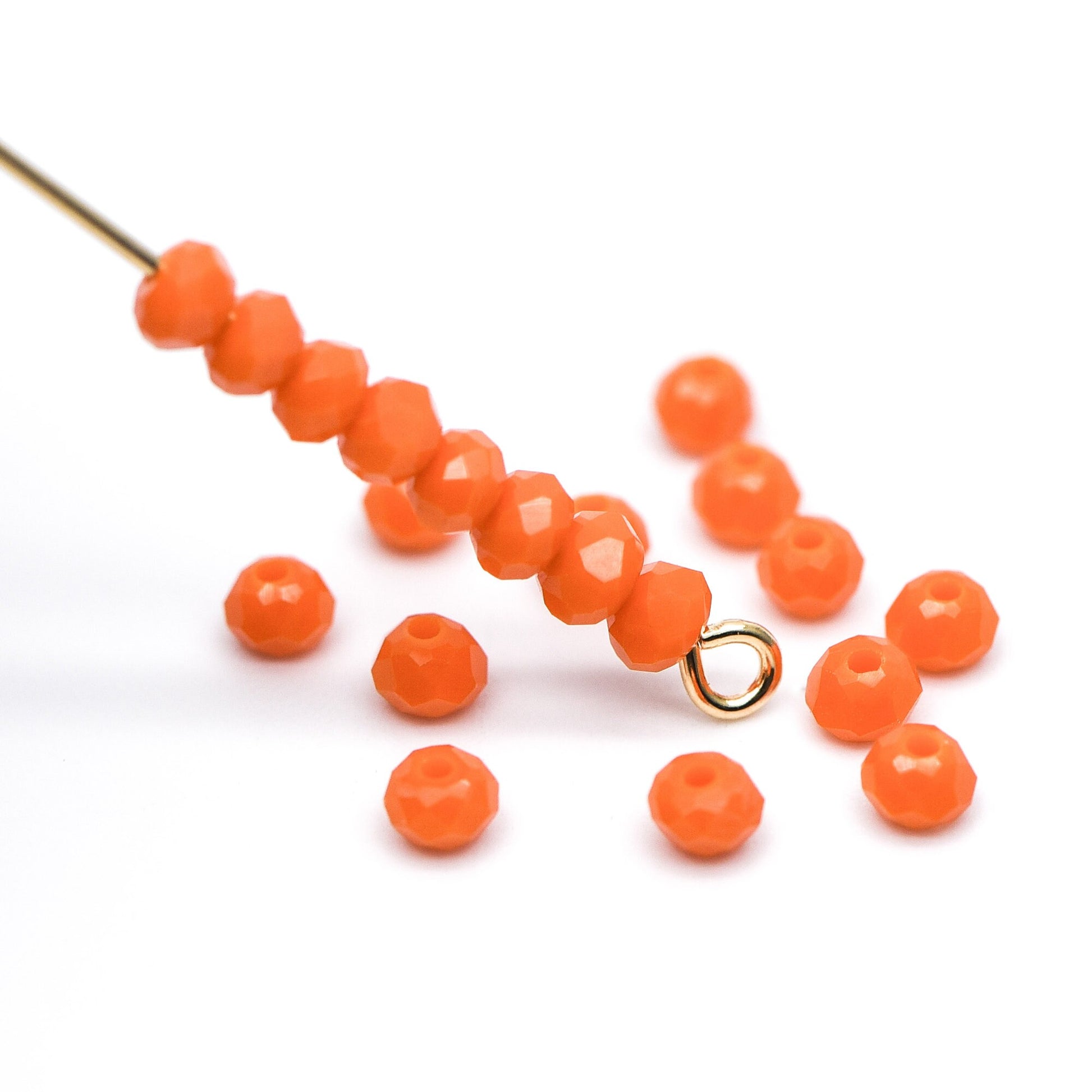 125pcs Crystal Glass Rondelle Faceted Tiny beads 2x3mm, Opaque Orange Red (#BZ03-32)