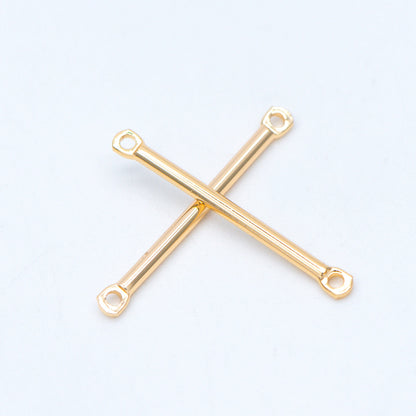 10pcs Gold/ Silver tone Tube Bar Connectors, Gold/ Rhodium plated Brass Stick Charm Pendants, 20/ 25/ 30/ 40mm Multi Size (GB-642)
