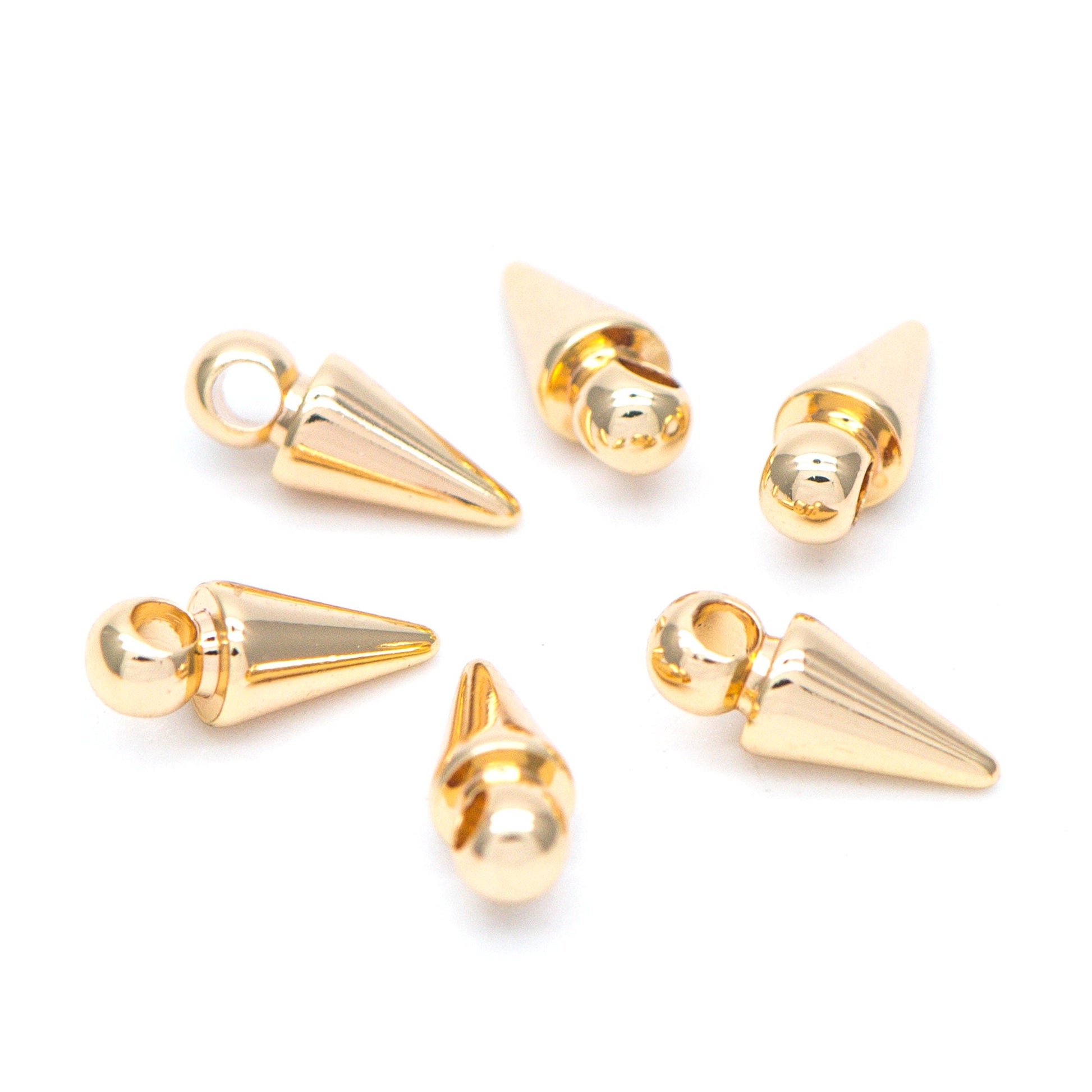 10pcs Gold plated Brass Bullet-shaped Charms 10x4mm/ 11x5mm, Arrow DANGLE Pendants (GB-643)
