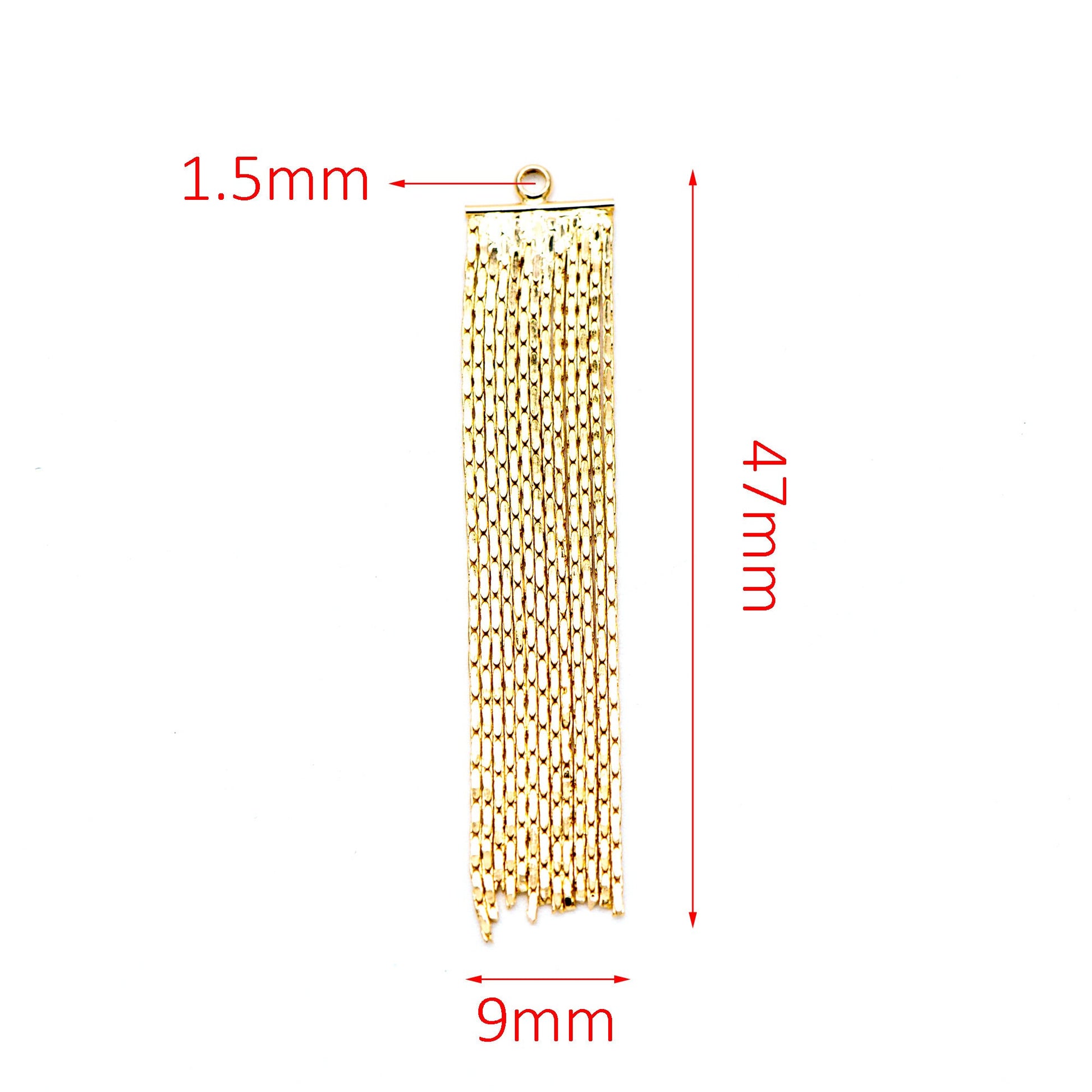 4pcs Gold/ Silver tone Chain Tassels 47x9mm, Gold/ Rhodium plated Brass Tassel Charm Pendants (GB-945-F)