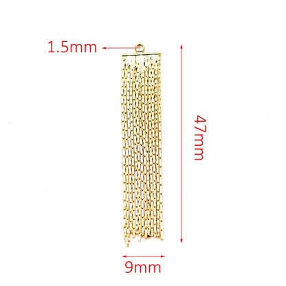 4pcs Gold/ Silver tone Chain Tassels 47x9mm, Gold/ Rhodium plated Brass Tassel Charm Pendants (GB-945-F)