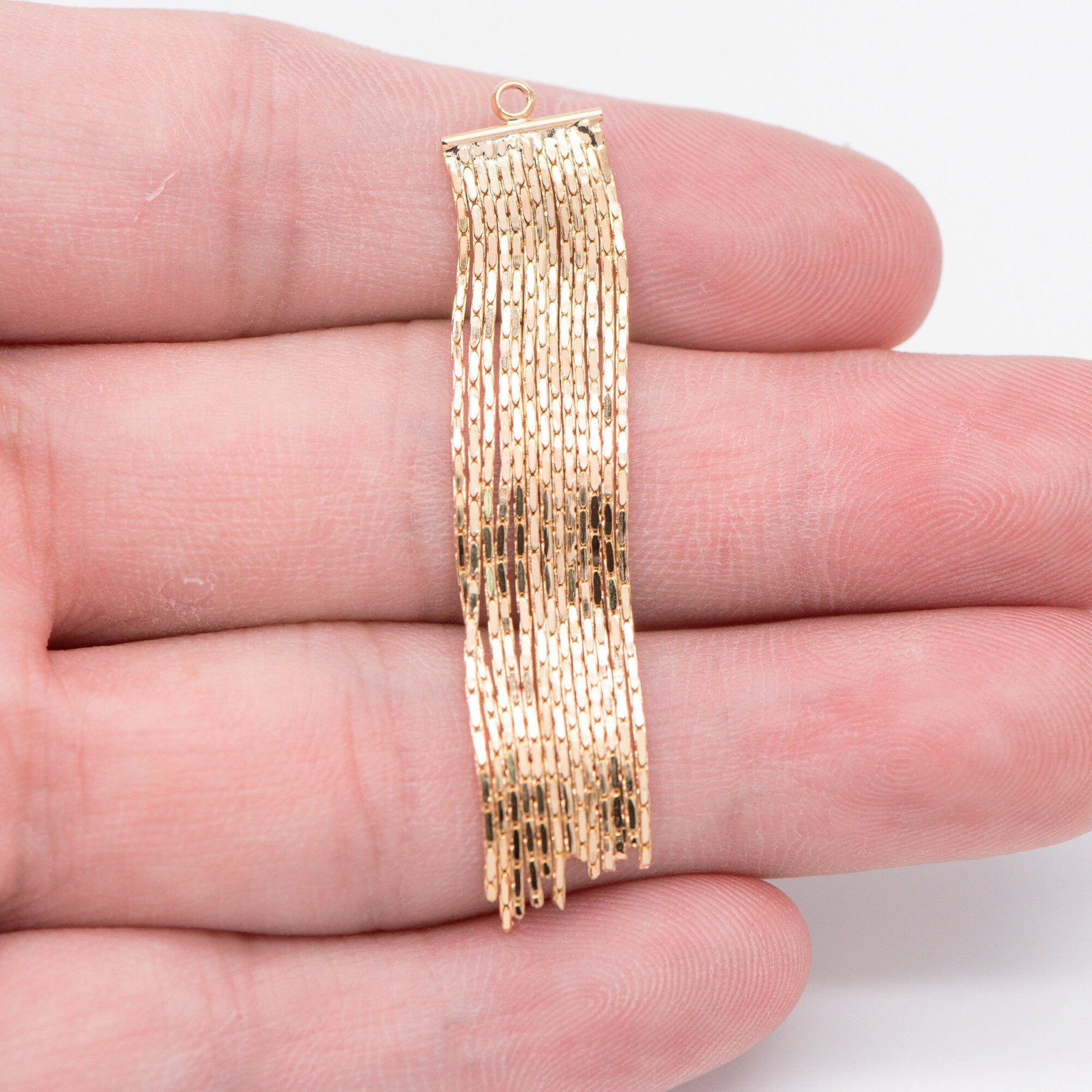 4pcs Gold/ Silver tone Chain Tassels 47x9mm, Gold/ Rhodium plated Brass Tassel Charm Pendants (GB-945-F)