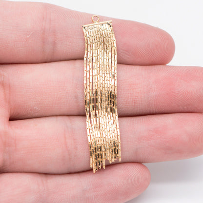 4pcs Gold/ Silver tone Chain Tassels 47x9mm, Gold/ Rhodium plated Brass Tassel Charm Pendants (GB-945-F)