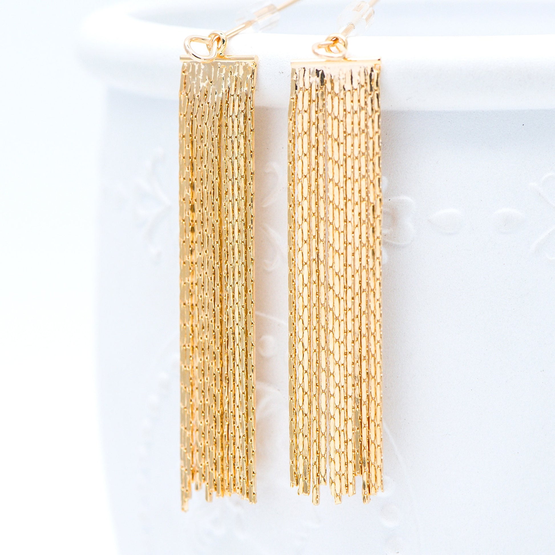 4pcs Gold/ Silver tone Chain Tassels 47x9mm, Gold/ Rhodium plated Brass Tassel Charm Pendants (GB-945-F)